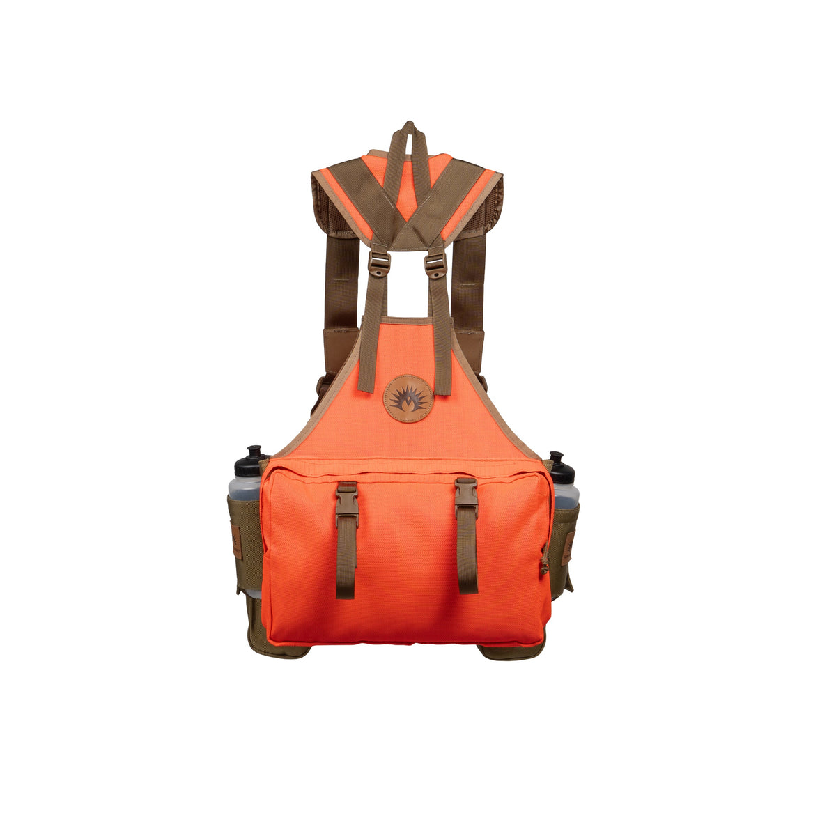 Wingworks vest in orange viewed from the rear.